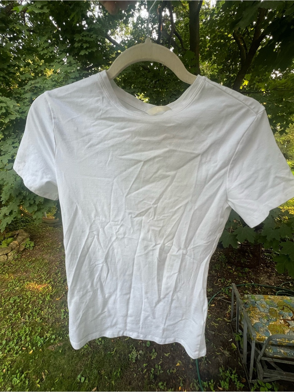 H&M White Short Sleeve Crew Neck Tee